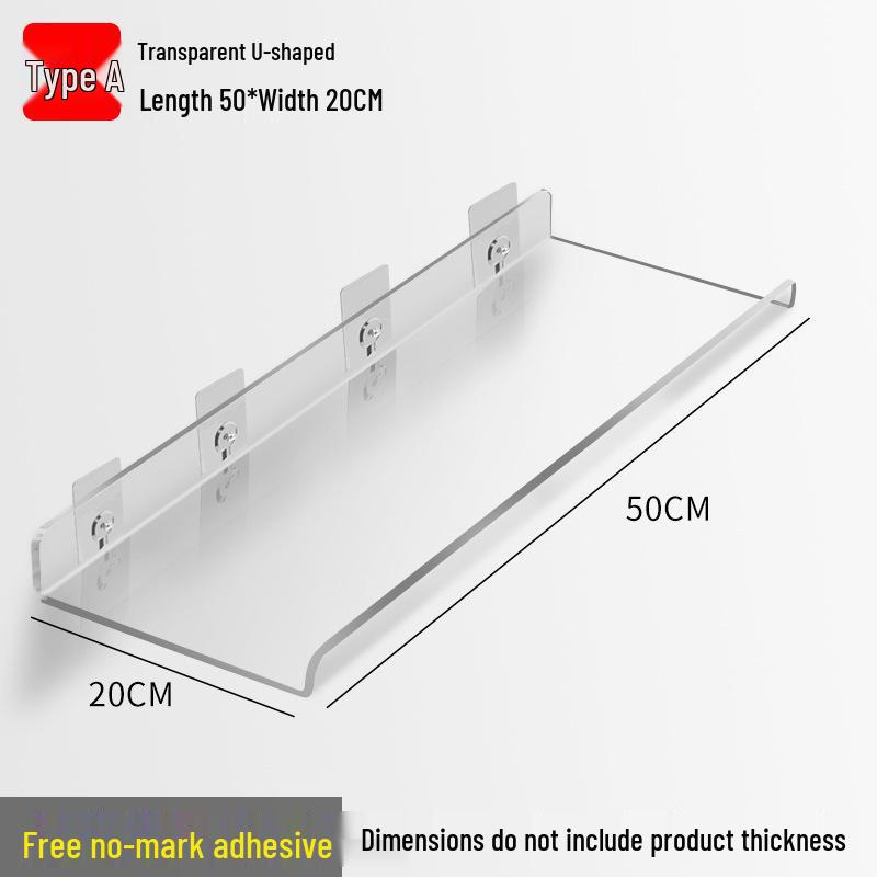 Акриловый настенный зеркальный шкафчик для ванной комнаты с полкой без сверления