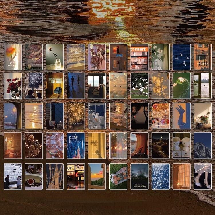 50 листов канцелярские наклейки с природными пейзажами, книжные эстетические пейзажи, милые пули, журналы, чехол для телефона, декоративная наклейка