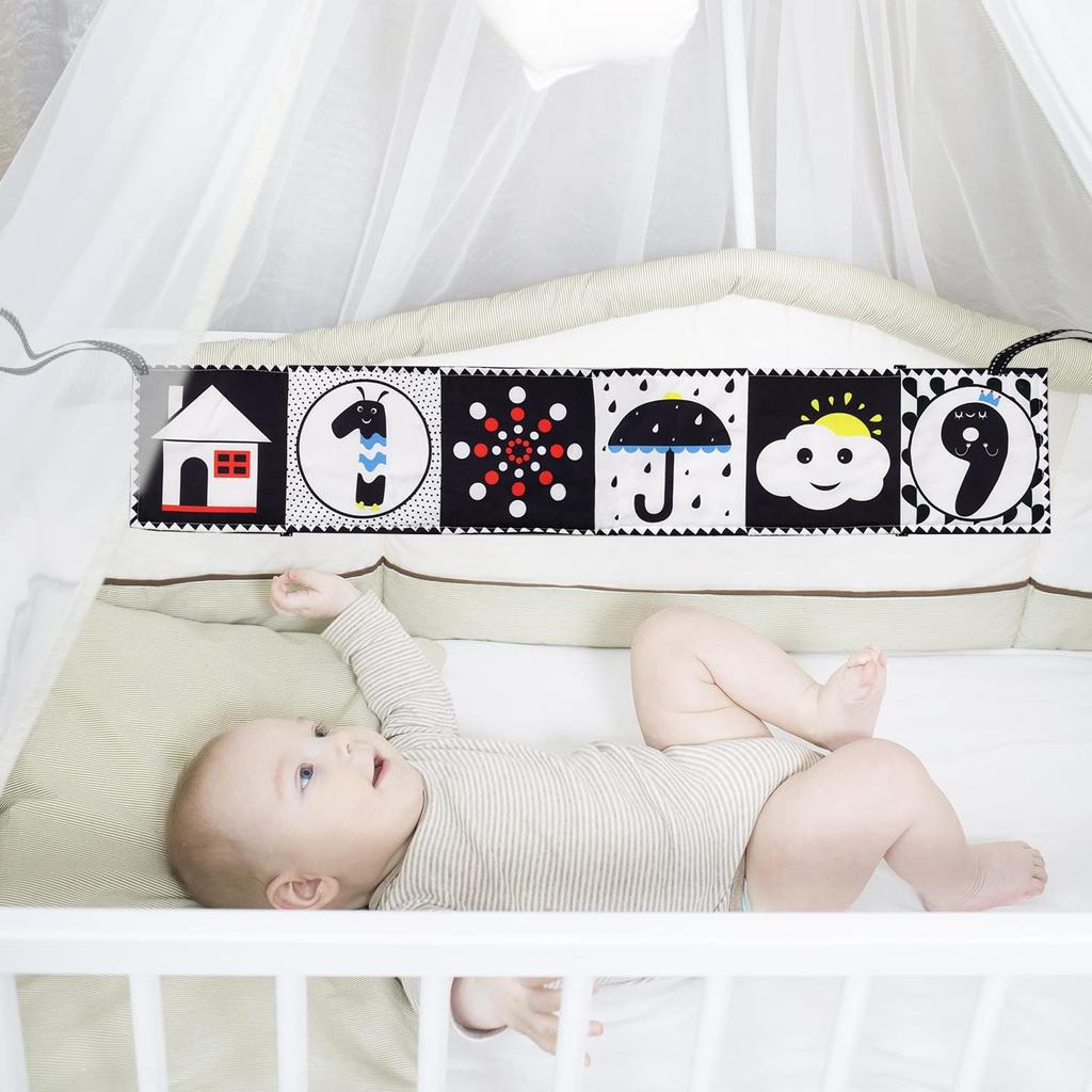 Tummy Time Toys, High Contrast Black and White Baby Soft Book Newborn Sensory Toys for Infants Visual Training Early Education