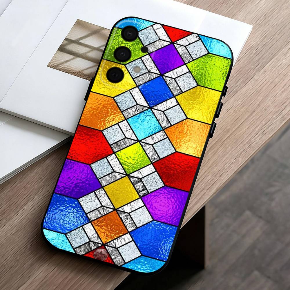 C-Цветной-L G-Стеклянный-S Чехол Для Телефона Samsung Galaxy A73,A72,A71,A70,A53,A52,A51,Другие Мягкий Черный Чехол