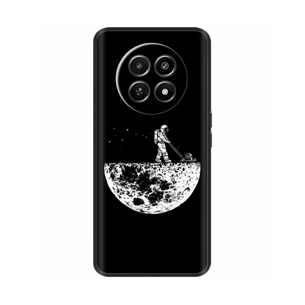 Для Realme 12 5G 12X Чехол для телефона Цветочный принт Мягкий черный ТПУ Fundas Для Realme12 12 X Защитный бампер Para Coque Etui Capas