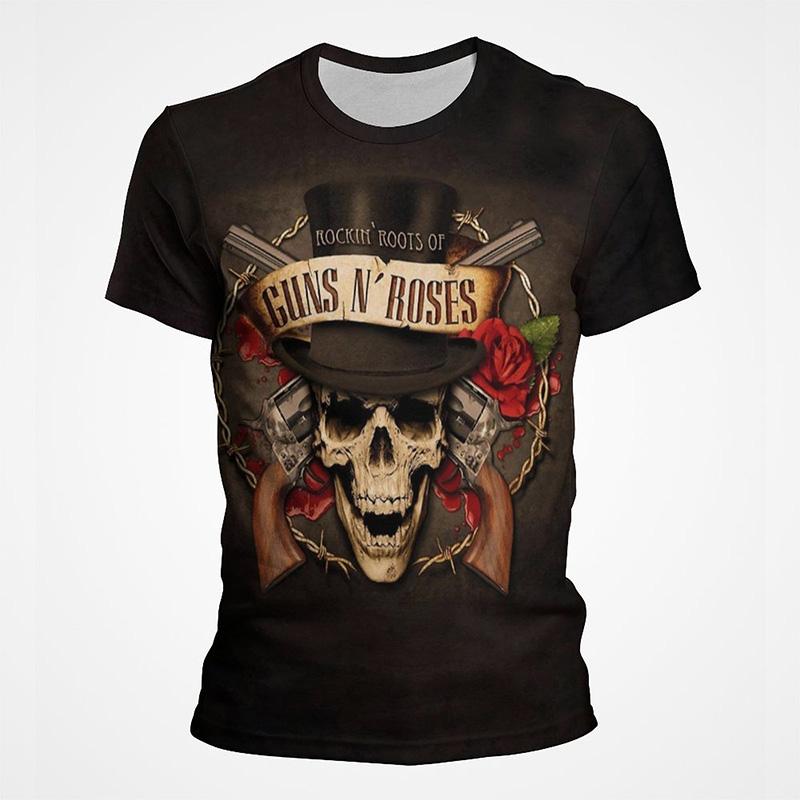 Футболка Guns N Roses с черепом для мужчин и женщин, футболки в стиле хип-хоп, панк, хард-рок, уличная одежда, летние популярные винтажные повседневные футболки с короткими рукавами