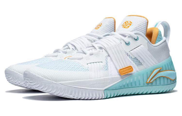 Li Ning Fury Flat Abrasion Resistant Low top Basketball Shoes Men's White Cyan ABFT019-5