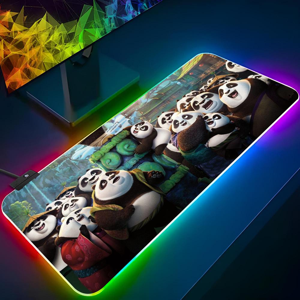 Коврик для мыши Кунг-фу Панда Игровой RGB-коврик для мыши Клавиатура с подсветкой Игровая девушка XXL Милый коврик для ноутбука Настольные коврики Deskpad
