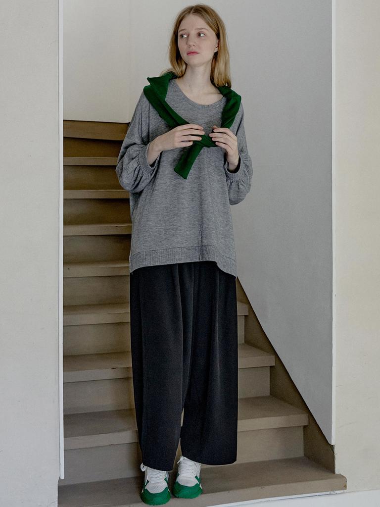 AVANT-G Poly Spandex Wide Banding Pants - Black