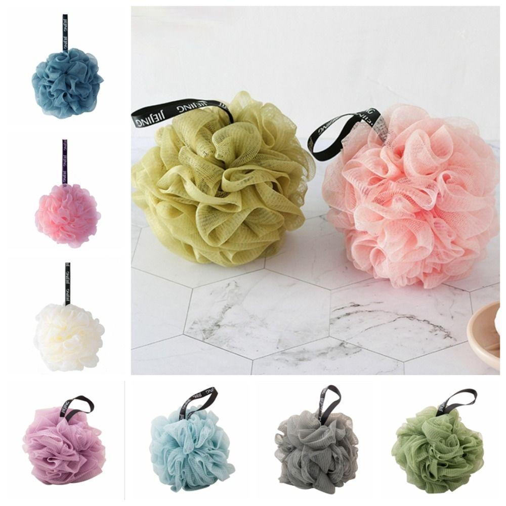 Легкая мочалка-шар для ванны, не осыпающаяся, сетчатый шар для душа, подвесная мочалка-пуф для душа, отшелушивающая