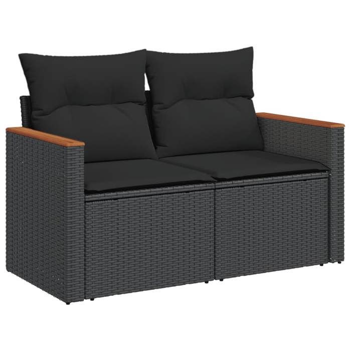 VidaXL Salon de Jardin avec Coussins 13 pcs, Canapés de Terrasse, Ensemble de Meubles de Patio, Mobilier d'Extérieur, Noir 3226447