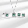Emerald Small Sugar Zirconia Necklace Earrings Ring Female Bride Wedding Set Decorations