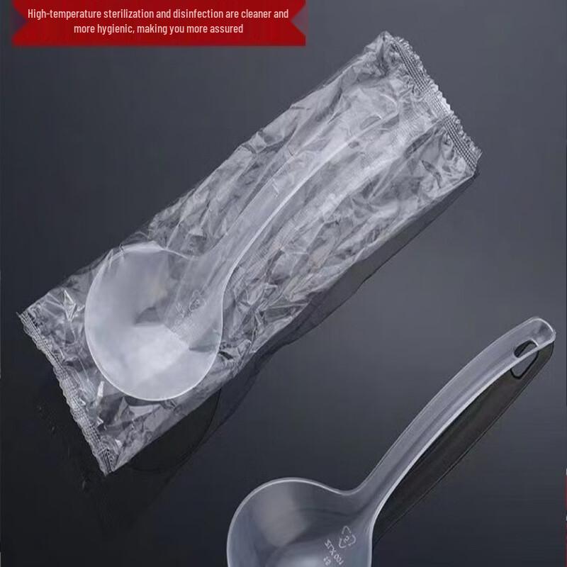 Individually Wrapped Disposable Large Soup Spoons