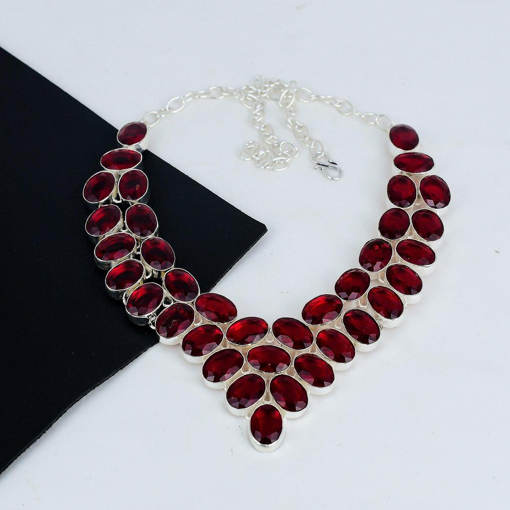 Изящное ожерелье из серебра 925 пробы с драгоценными камнями из красного граната, ожерелье из серебра с красным гранатом для жены, ожерелье унисекс, подарок на День благодарения