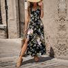 Женская мода лето весна цветочный узор печати без рукавов V-образным вырезом повседневные платья