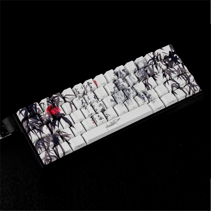 PBT кейкапы с тематикой Бамбуковый Лес, оригинальный профиль, сублимационная печать сбоку, для 61 64 68 ANSI ISO механических клавиатур