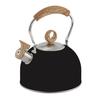 2.5L Stainless Steel Whistling Tea Kettle Induction Cooker Compatible Loud Whistle Alert Heat-Proof Wooden Handle Teapot