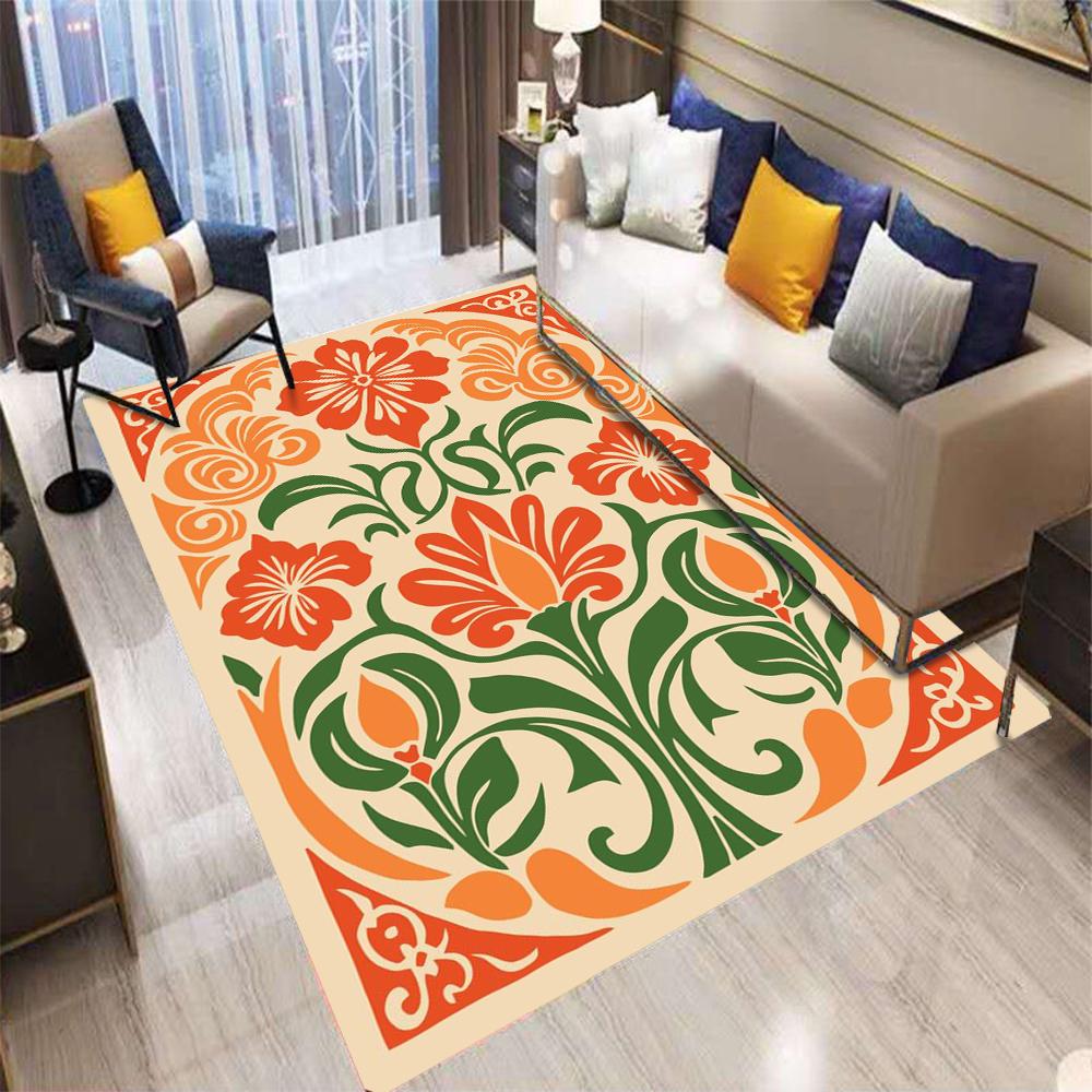 Retro Bohemian Style Color Flowers Carpet Living Room Sofa Bedroom Kitchen Entrance Door Mat Non-Slip Home Decor Rug