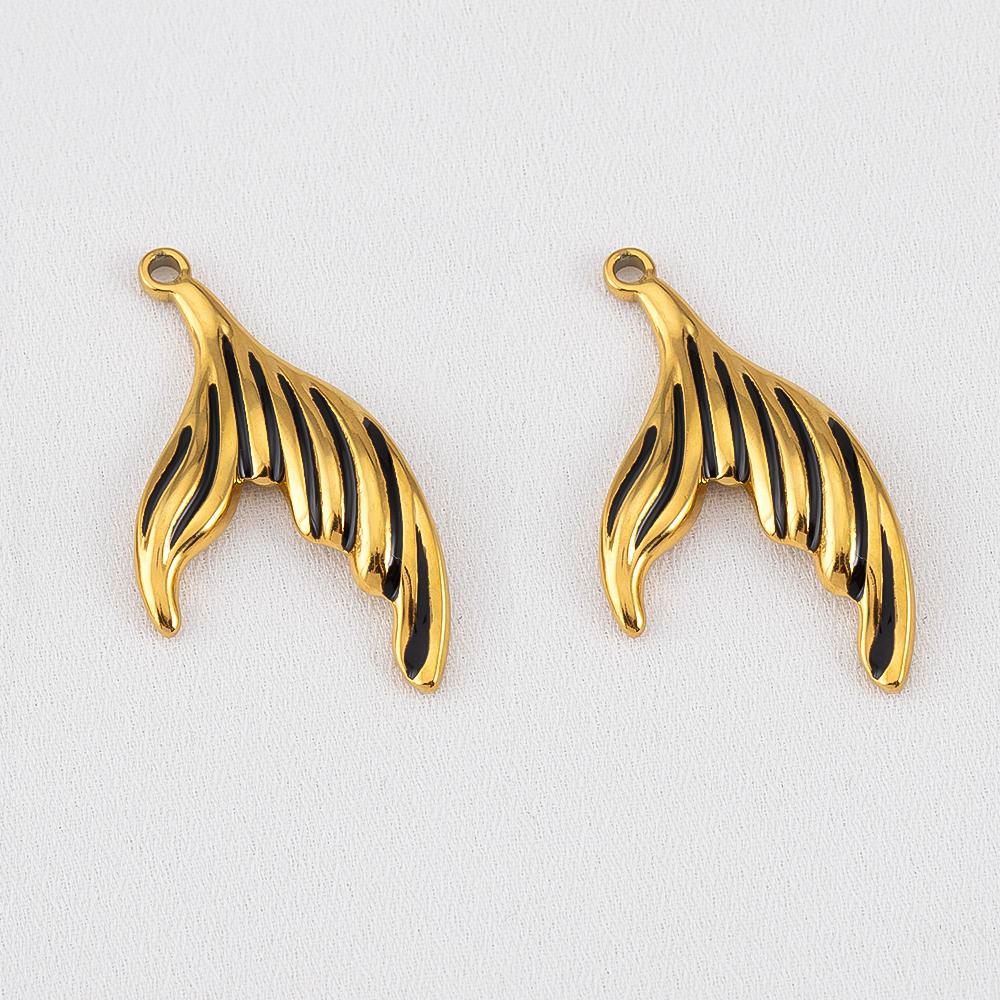 2pcs 304 Stainless Steel Enamel Fish Tail Pendant Mermaid Tail Charm DIY Trend Necklace Earring Jewelry Making Keychain Supplies