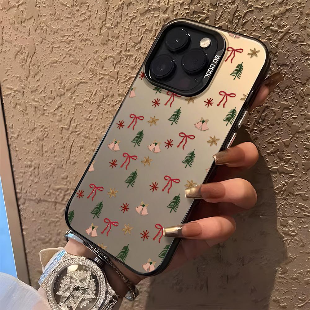 Чехол для телефона 'Снежинки Рождественский Бант' для iPhone 17 Pro Чехол iPhone 16 13 15 14 12 11 17 Pro Max IMD Ударопрочный Бампер