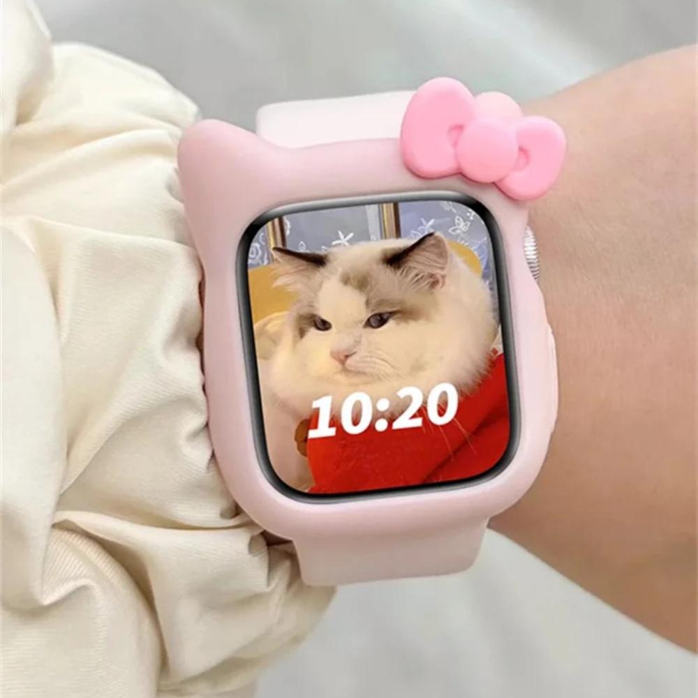 Женский силиконовый бампер-чехол для Apple Watch 46 мм 40 мм 44 мм 41 45 38 42 мм Милый мультяшный защитный чехол для iWatch 11 10 9 8 6 SE3