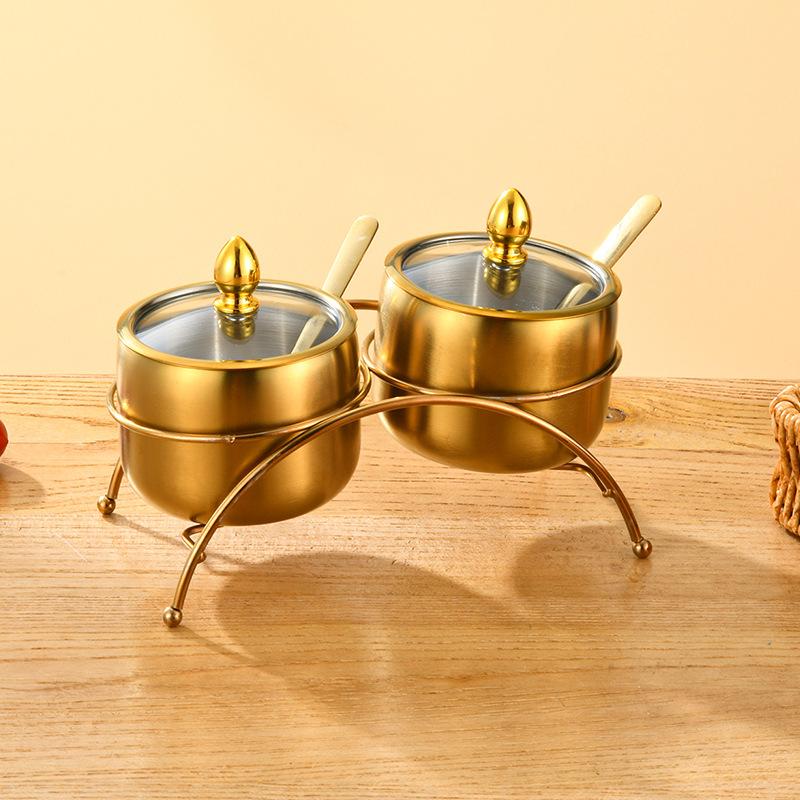 Household 304 Stainless Steel Seasoning Tank Buffet Restaurant Hotel Korean Gold Seasoning Salt Tank Seasoning Storage Tank
