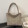 Spring Woolen New Plaid 225 New Trendy Casual Large Capacity Underarm Shoulder Tote Bag