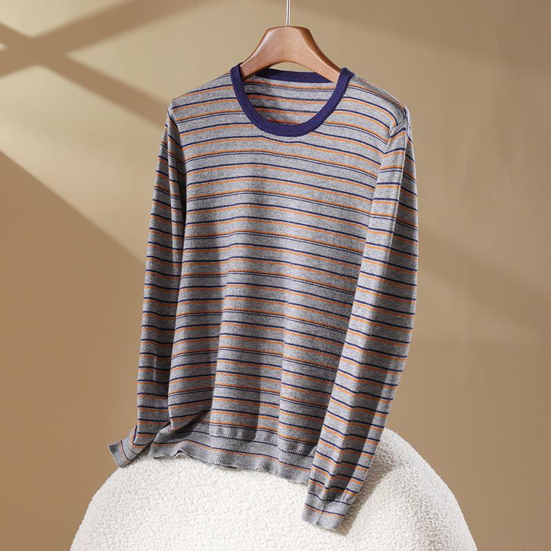 Women's Striped Knit Pullover: Round Neck, Long Sleeve Sweater for Autumn 2026