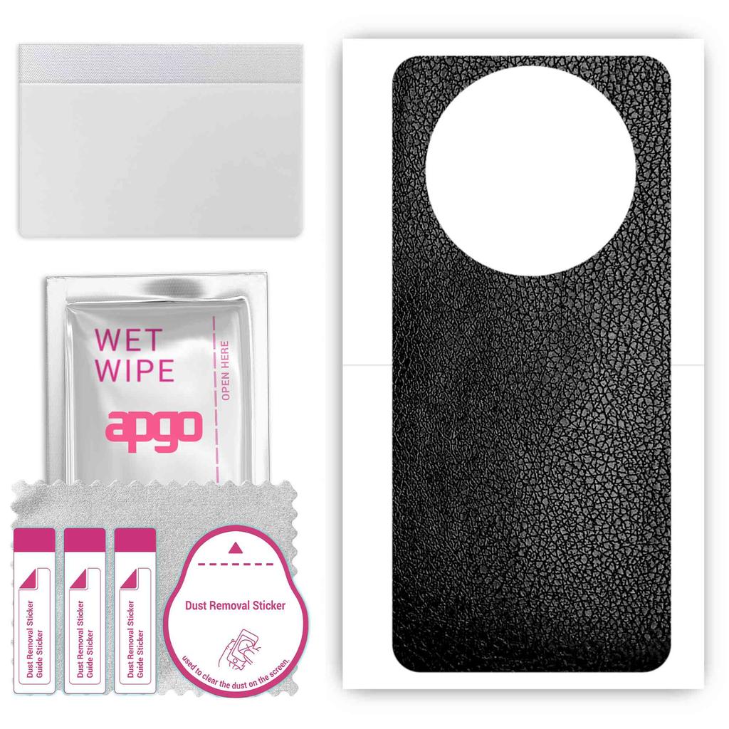apgo Protective Skin Sticker for the Back Compatible with Honor X40 GT, Wrap Film, Foil, Vinyl - Pattern Black Leather
