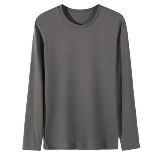 Мужская футболка с длинным рукавом, круглым вырезом, свободного кроя, базовая хлопковая футболка, однотонная, повседневная, для весны и осени