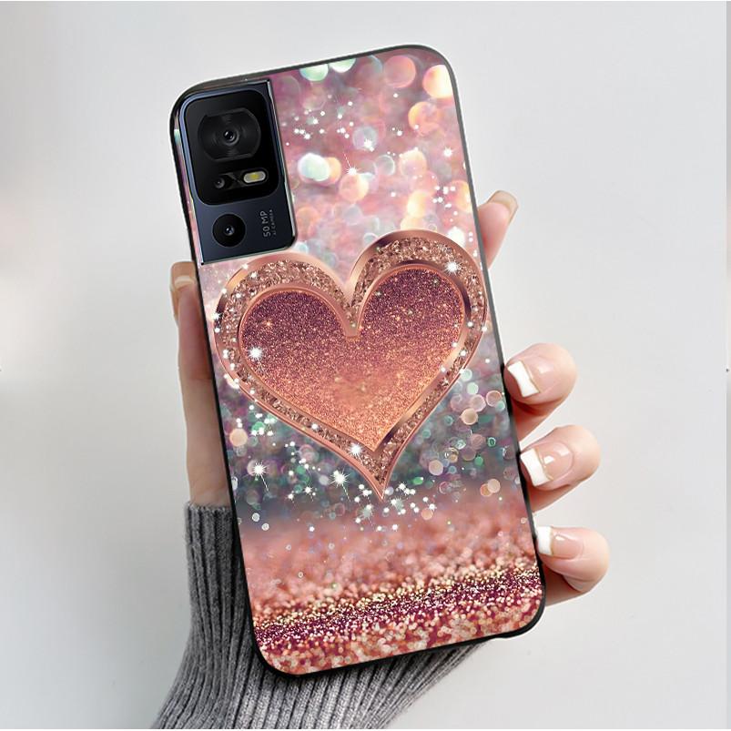 Phone Cover For TCL 40 SE 40 XL 40T Case Silicone Luxury Butterfly Flowers Black Bumper Soft TPU Coque for TCL 40SE 40XL Funda
