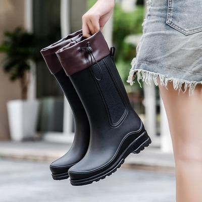 Женские рабочие туфли для кухни средней высоты для зимней носки на открытом воздухе с затягивающимся шнурком, женские дождевые туфли