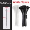 1000Pcs Self-locking Plastic Nylon Tie 100mm White Black Zip Wraps Strap 300mm Nylon Cable Tie Set Fastening Ring Loop Wire Wrap