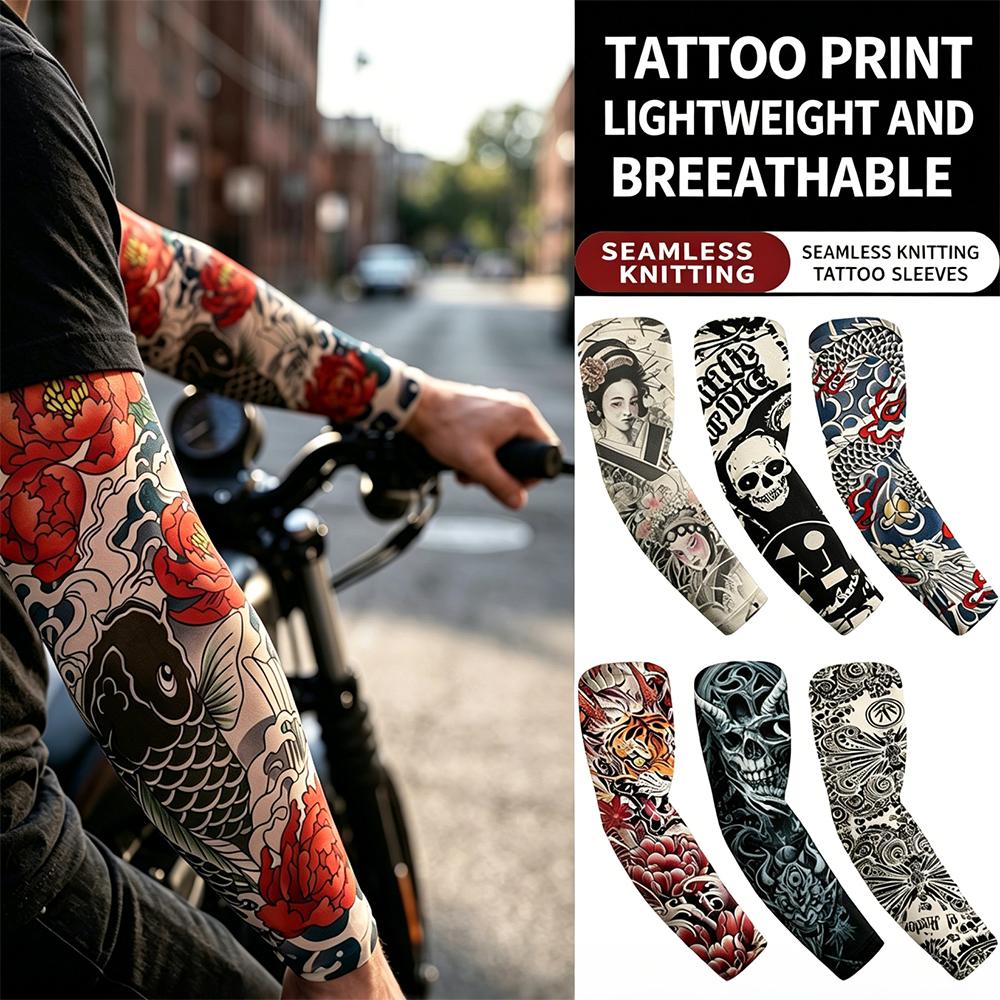 (6Pairs)UV Arm Sleeves | Sun Protection Tattoo Sleeves Cooling Arm Cover Breathable Anti Slip Temporary Tattoo 1