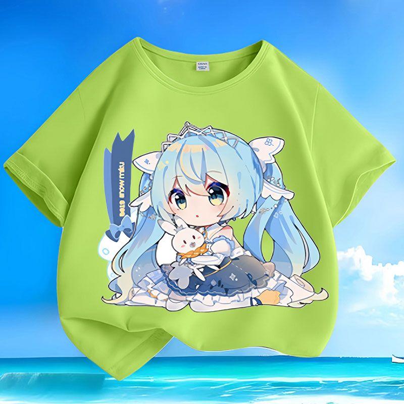 Милые топы Hatsune Miku для детей, свободные топы для мальчиков и девочек лето