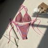 European and American New Striped Towel Cloth Small Fresh and Sexy Split Swimsuit Bikini
