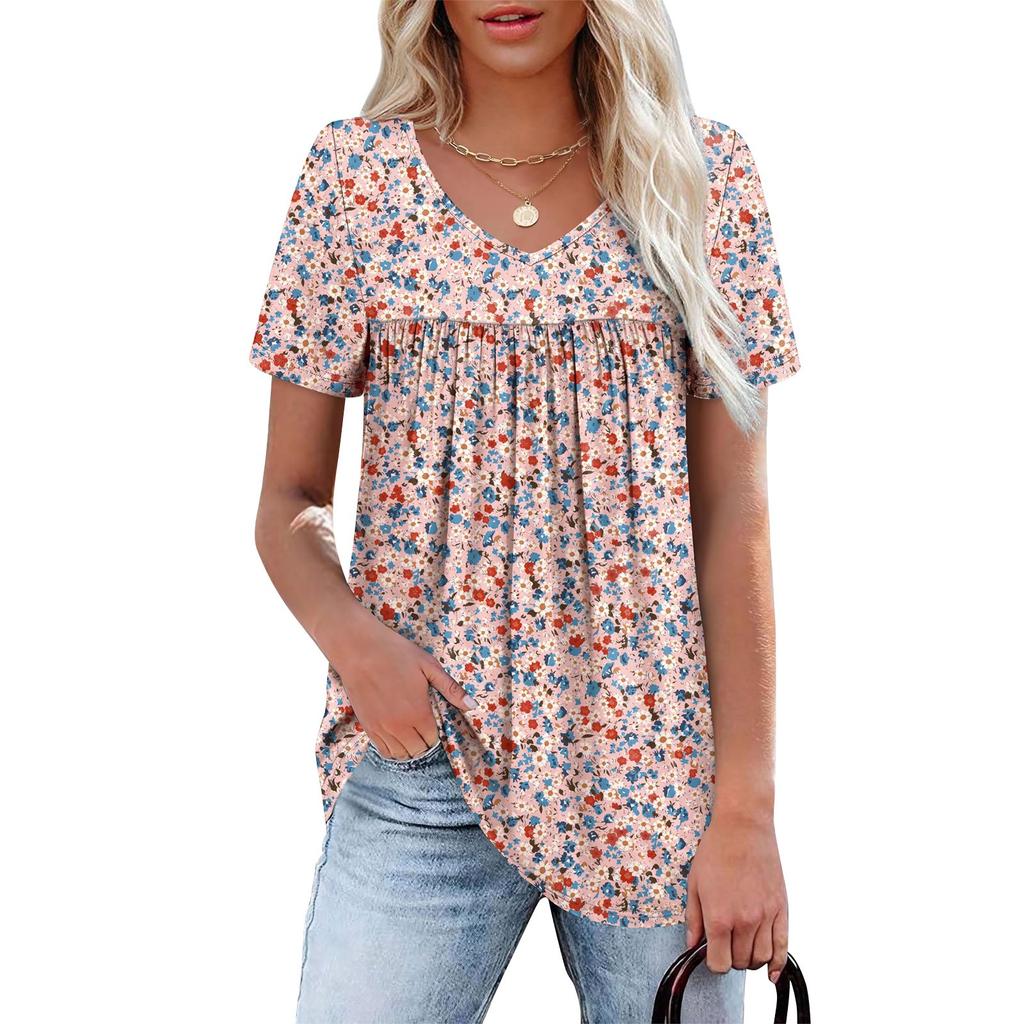 Женское платье с V-образным вырезом, летнее платье с плиссированной резинкой на талии, А-силуэтное платье