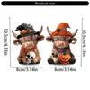 High Land Cow Holding Skull Pumpkin Statue Unique Holiday Gift Handcrafted Resins Figurine Halloween Tabletop Display