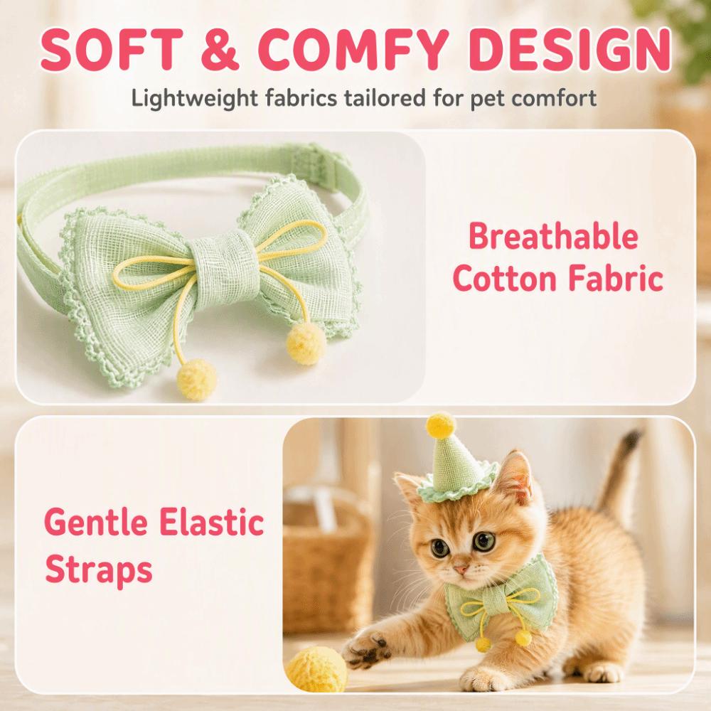 Drool Towel Pet Party Hat Set Bow Tie Pet Photo Prop Cute Mini Doggy Bandana For Dog