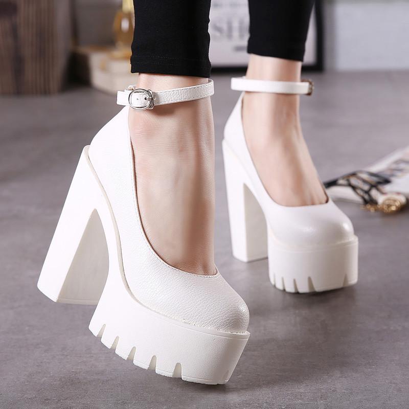 Plus Size 42 New 2019 Spring Autumn Casual High-heeled Shoes Sexy Ruslana Korshunova Thick Heels Platform Pumps
