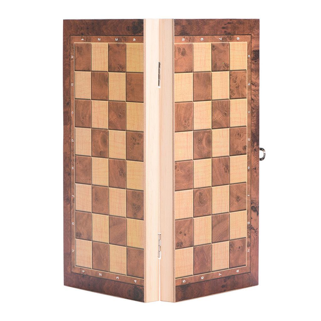 3in1 Portable Wooden Chessboard Folding Board Chess Game For Party Family Activities (29*29cm)