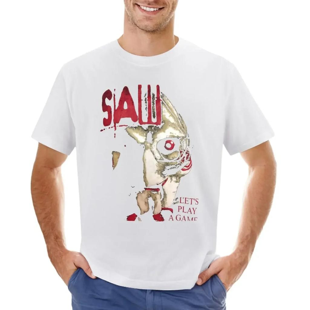 Saw X Horror Movie Lets Play A Game T-shirt oversized cute tops plain black t shirts men