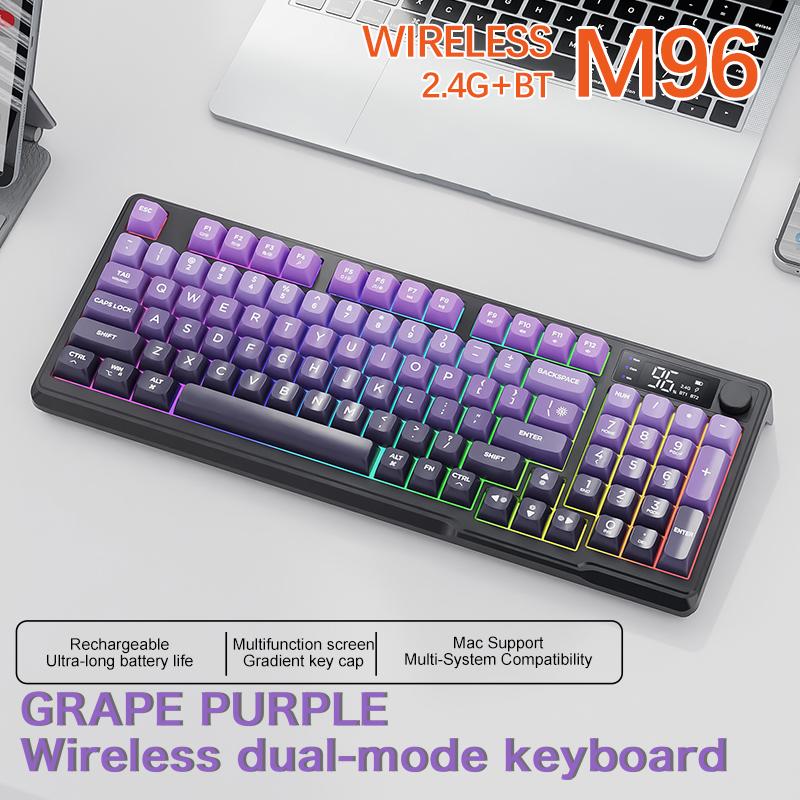 M96 Bluetooth-клавиатура Беспроводная FREEWOLF Игровая клавиатура с экраном, Электронный экран, Подключение нескольких устройств, Эргономика Игровой