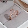 Кольцо Kinel с блестящим цирконом для женщин, полое кольцо цвета розового золота