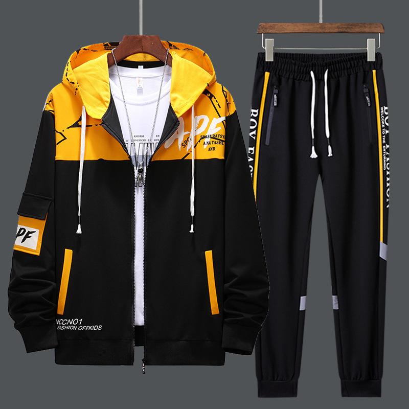 Men Tracksuits 2 Piece Sweat Suits Mens Zipper Cardigan Printing Sweatshirts Sweatpants Sets Sports Clothing