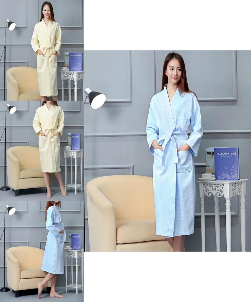 All Cotton Waffle Style Hotel Bathrobe With Embroidery And Logo For Luxury Guest Experience
