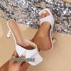 2024 Fashion Women's Slip-on Slippers Summer New Serpentine Thin Heel Square Head Open Toe Sandals Heel Heels Female Large Size