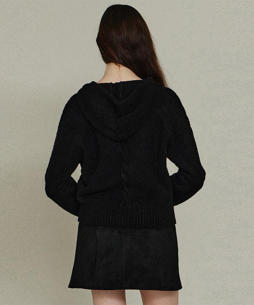 ITOV SEOUL Boucle Cable Hoodie Knit Bk