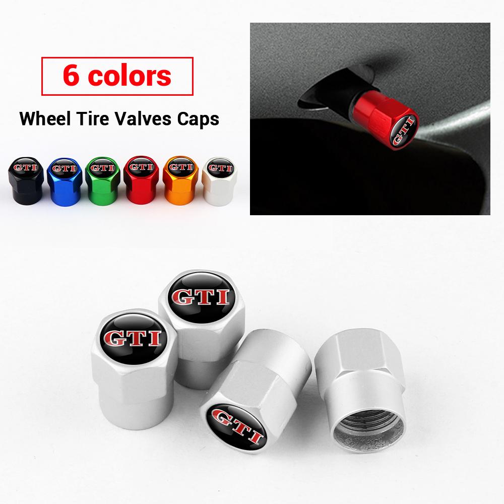 CJOZW1 Auto Wheel Tire Hub Valve Stem Cap GTI Emblem Car Styling Accessories for Volkswagen VW Passat Touran Golf Polo Beetle RLINE R