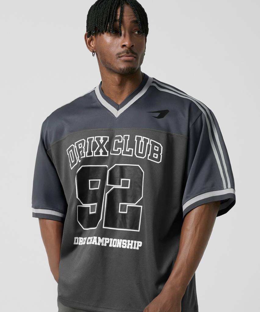 DRIX Rugby Track Oversized Mesh Jersey Half Sleeve_Black