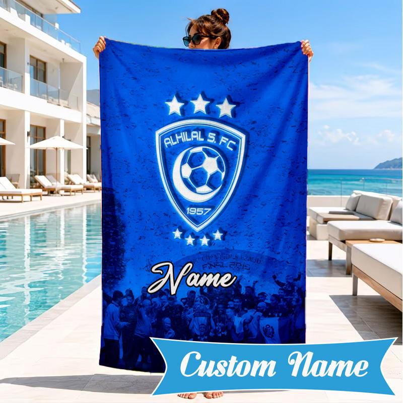 Custom Name SF Hilal Emblem Beach Towel Microfiber Beach Towel, Lightweight and Quick-Dry, for Summer Travel, Swimming Pool Gift