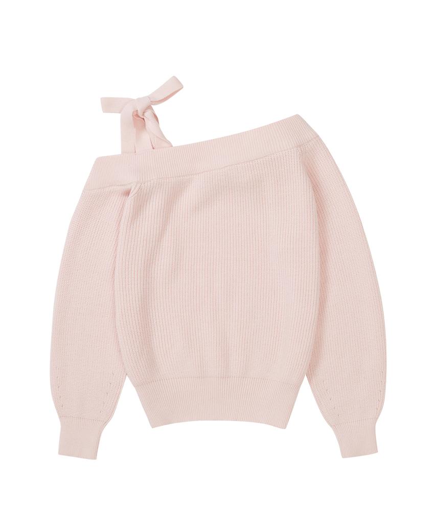 ILLIGO Bloom Bow Off-Shoulder Knit Pink