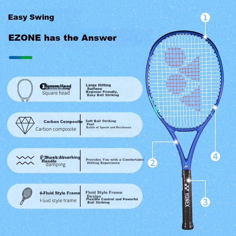 Tennis Racket, Eighth Generation EZONE Power Attack 08EZPLGC, Royal Blue, Pre-Strung