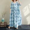 Плюс Размер 2025 Летнее Платье Женское Повседневное Винтажное Платье Базовый Цветочный Принт Длинное Свободное Платье Макси